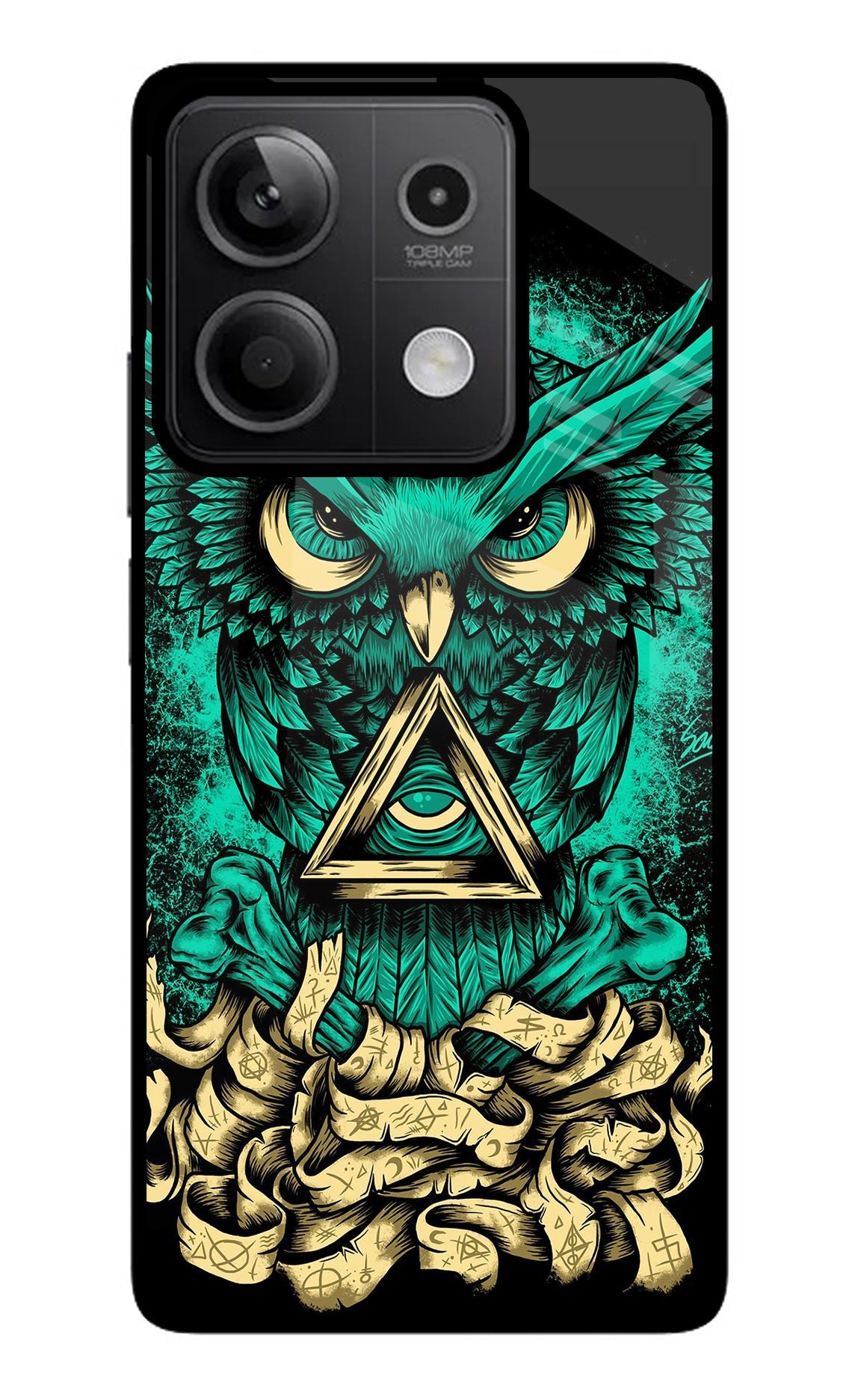 Green Owl Redmi Note 13 5G Glass Case