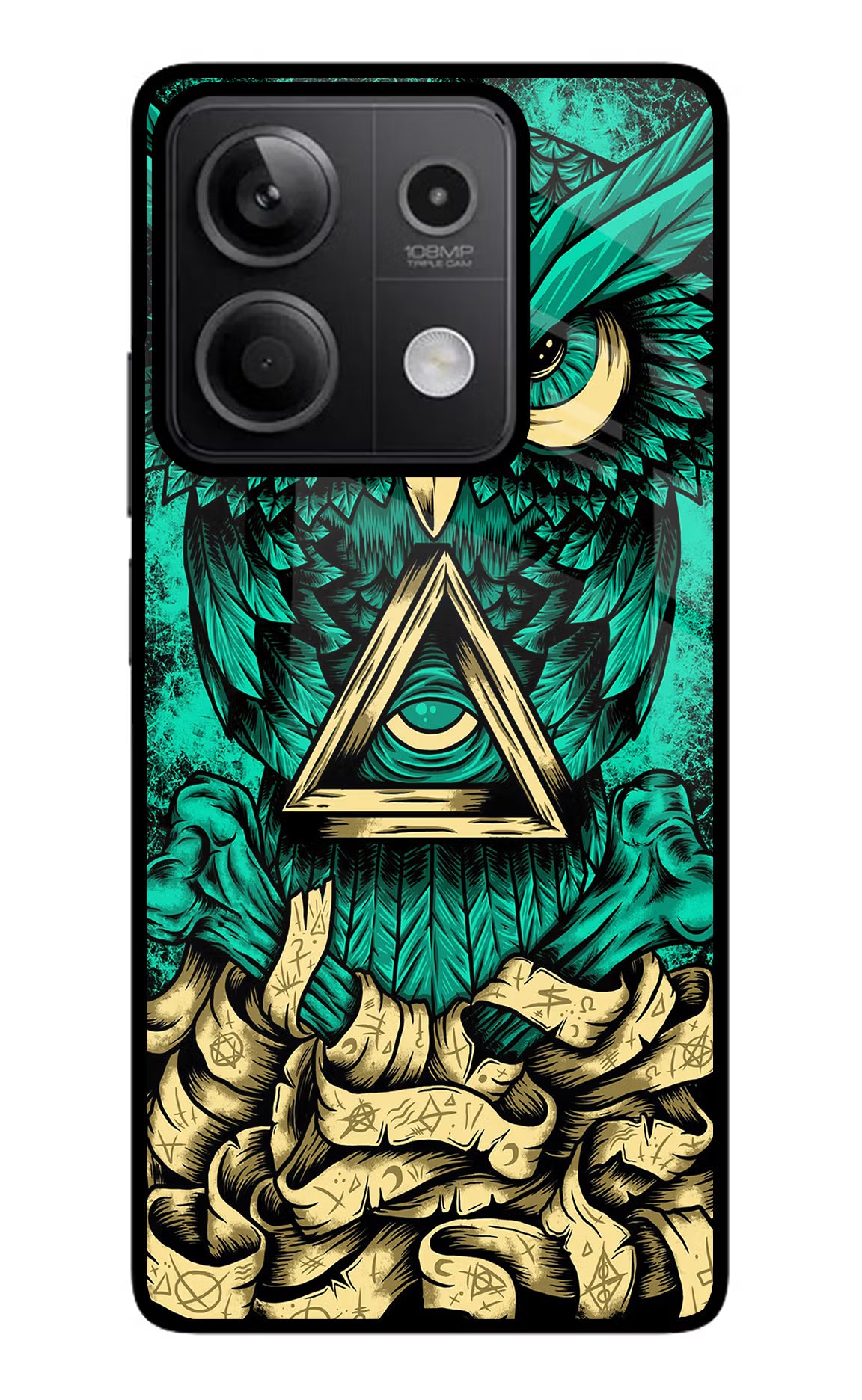 Green Owl Redmi Note 13 5G Glass Case Back Cover by Casekaro