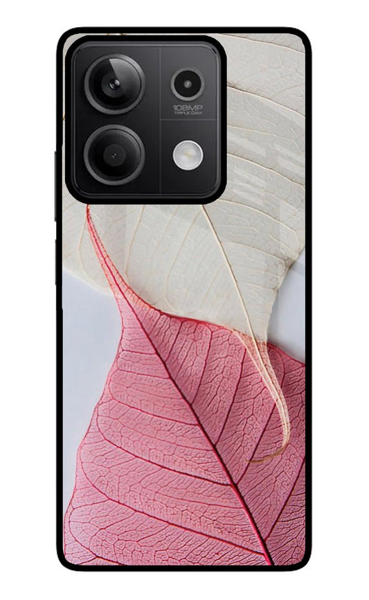 White Pink Leaf Redmi Note 13 5G Glass Case