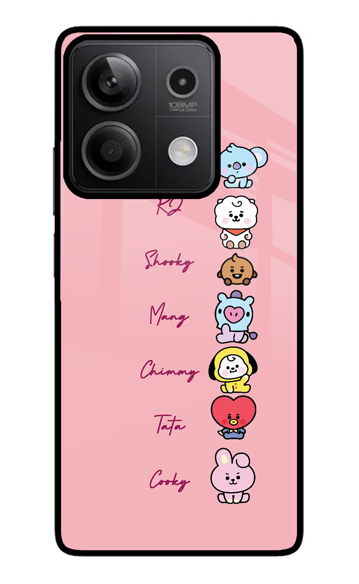 BTS names Redmi Note 13 5G Glass Case Back Cover by Casekaro
