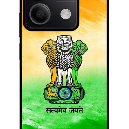 Satyamev Jayate Flag Redmi Note 13 5G Glass Case Back Cover by Casekaro