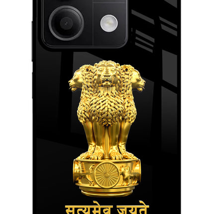 Satyamev Jayate Golden Redmi Note 13 5G Glass Case