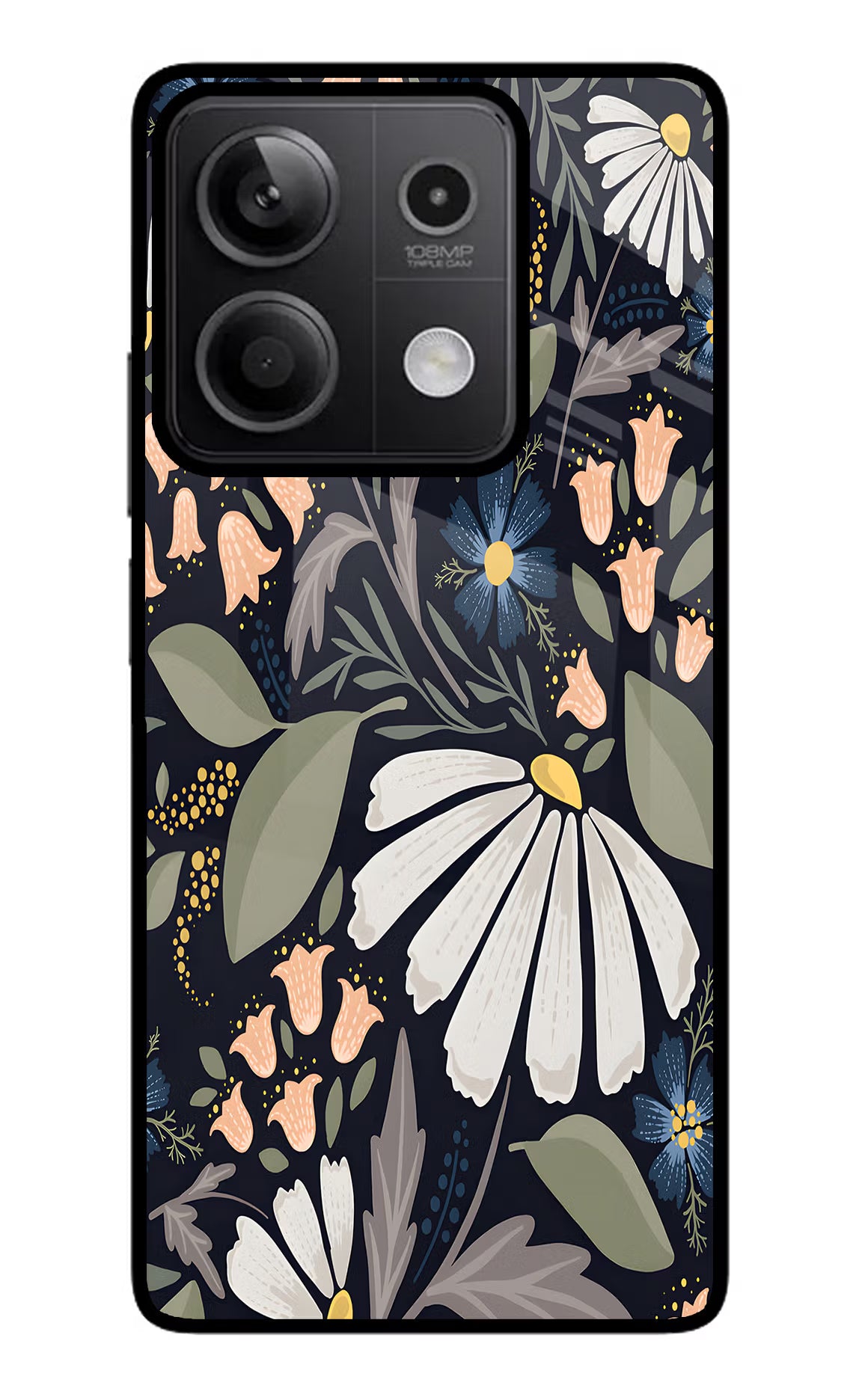 Flowers Art Redmi Note 13 5G Glass Case Back Cover by Casekaro