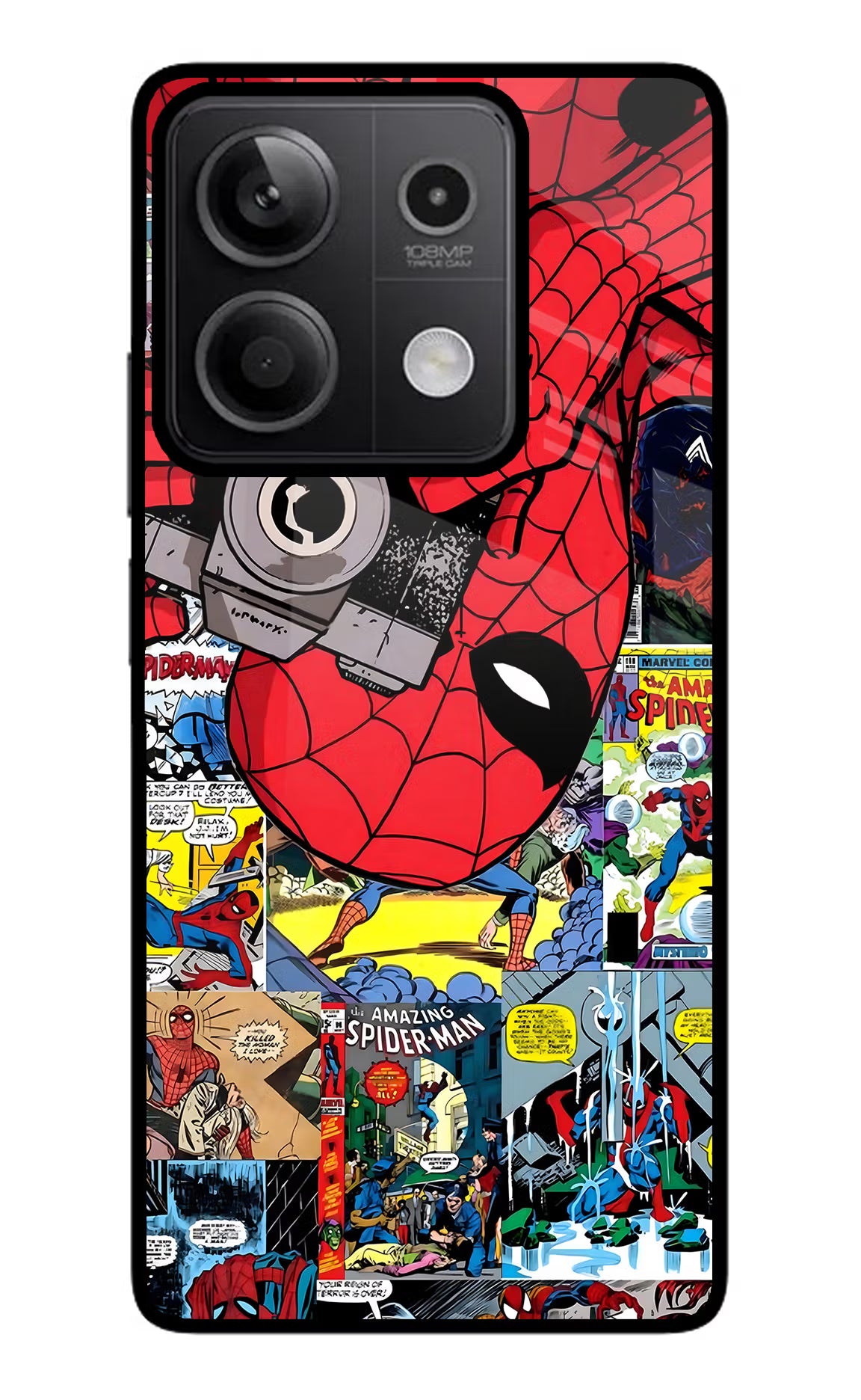 Spider Man Redmi Note 13 5G Glass Case Back Cover by Casekaro