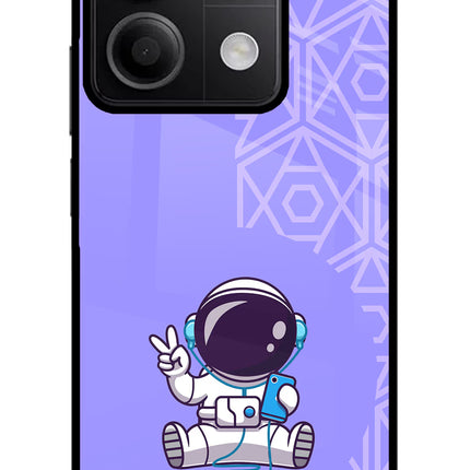 Cute Astronaut Chilling Redmi Note 13 5G Glass Case Back Cover by Casekaro