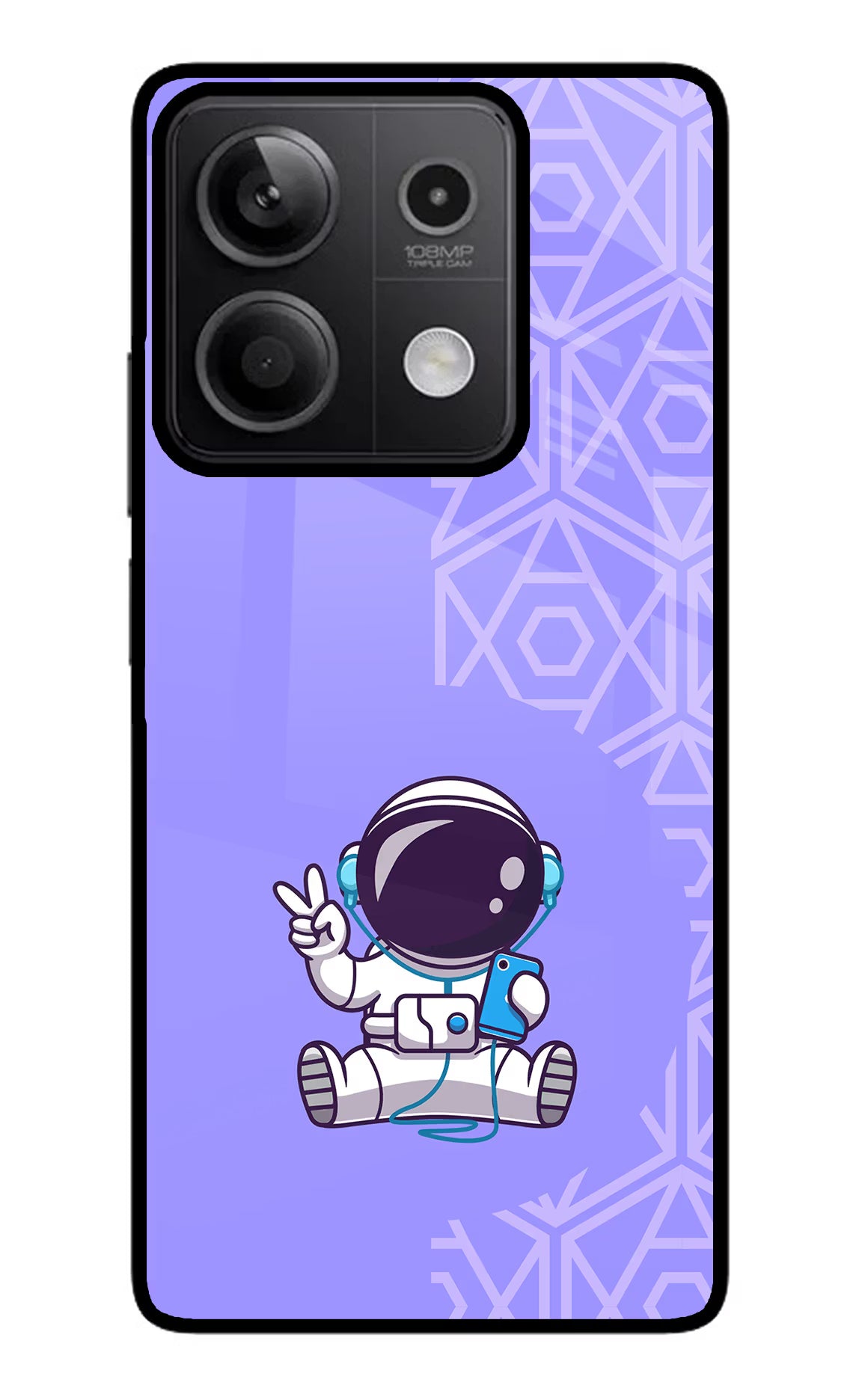 Cute Astronaut Chilling Redmi Note 13 5G Glass Case Back Cover by Casekaro