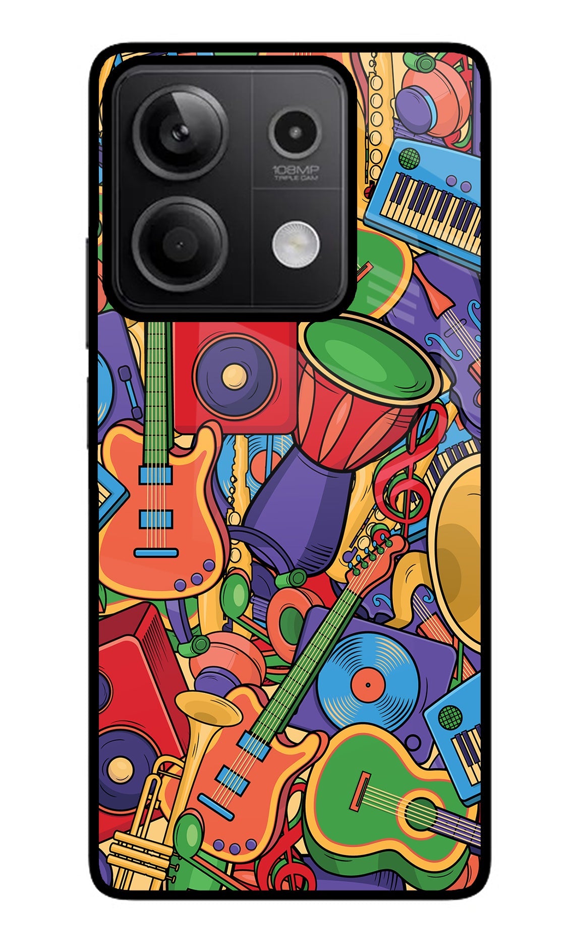 Music Instrument Doodle Redmi Note 13 5G Glass Case