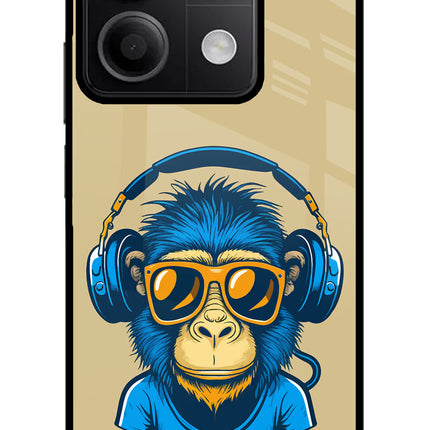 Monkey Headphone Redmi Note 13 5G Glass Case Back Cover by Casekaro