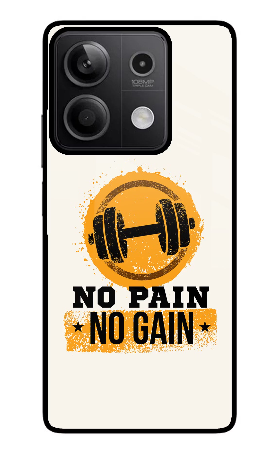 No Pain No Gain Redmi Note 13 5G Glass Case Back Cover by Casekaro