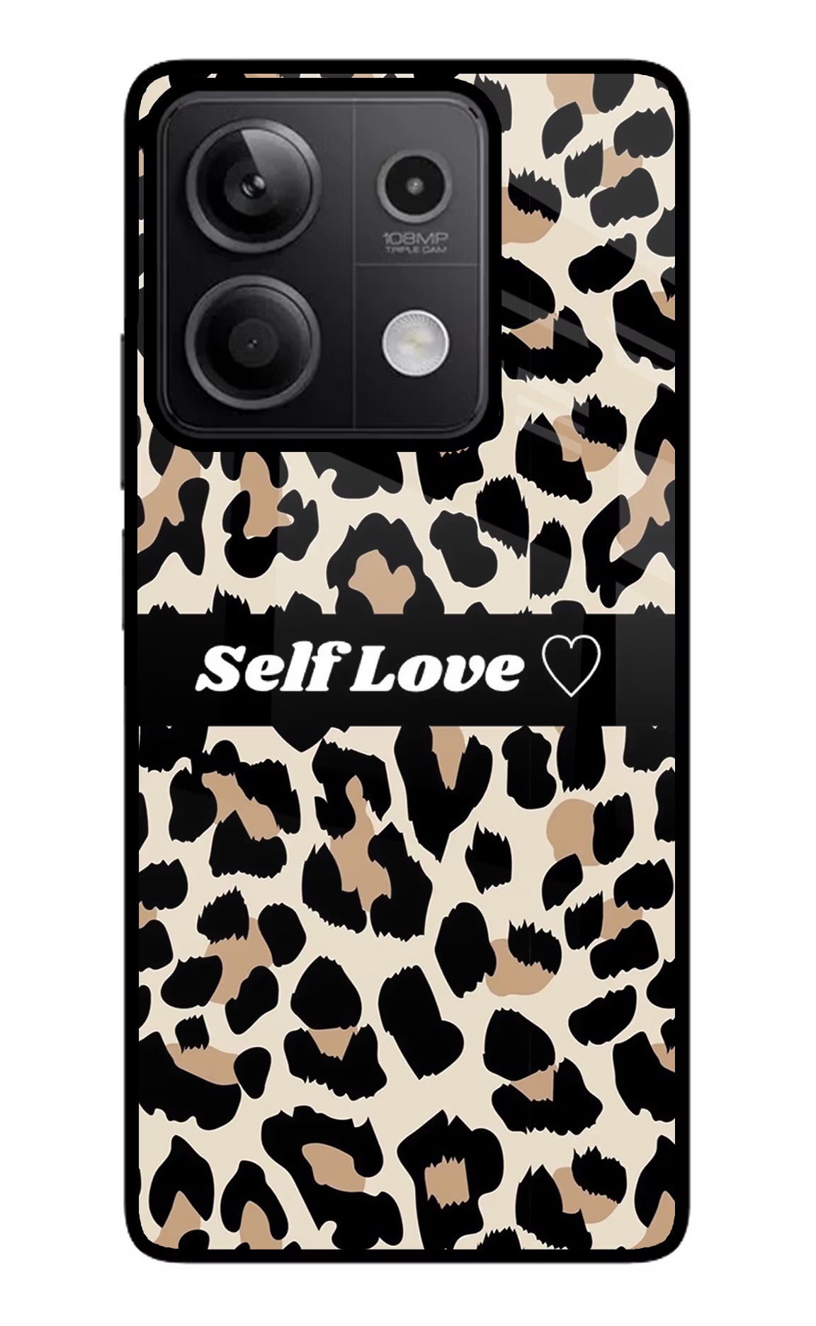 Leopard Print Self Love Redmi Note 13 5G Glass Case Back Cover by Casekaro