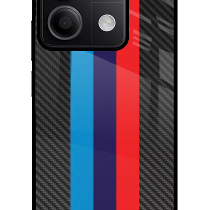 BMW Stripes Pattern Redmi Note 13 5G Glass Case Back Cover by Casekaro