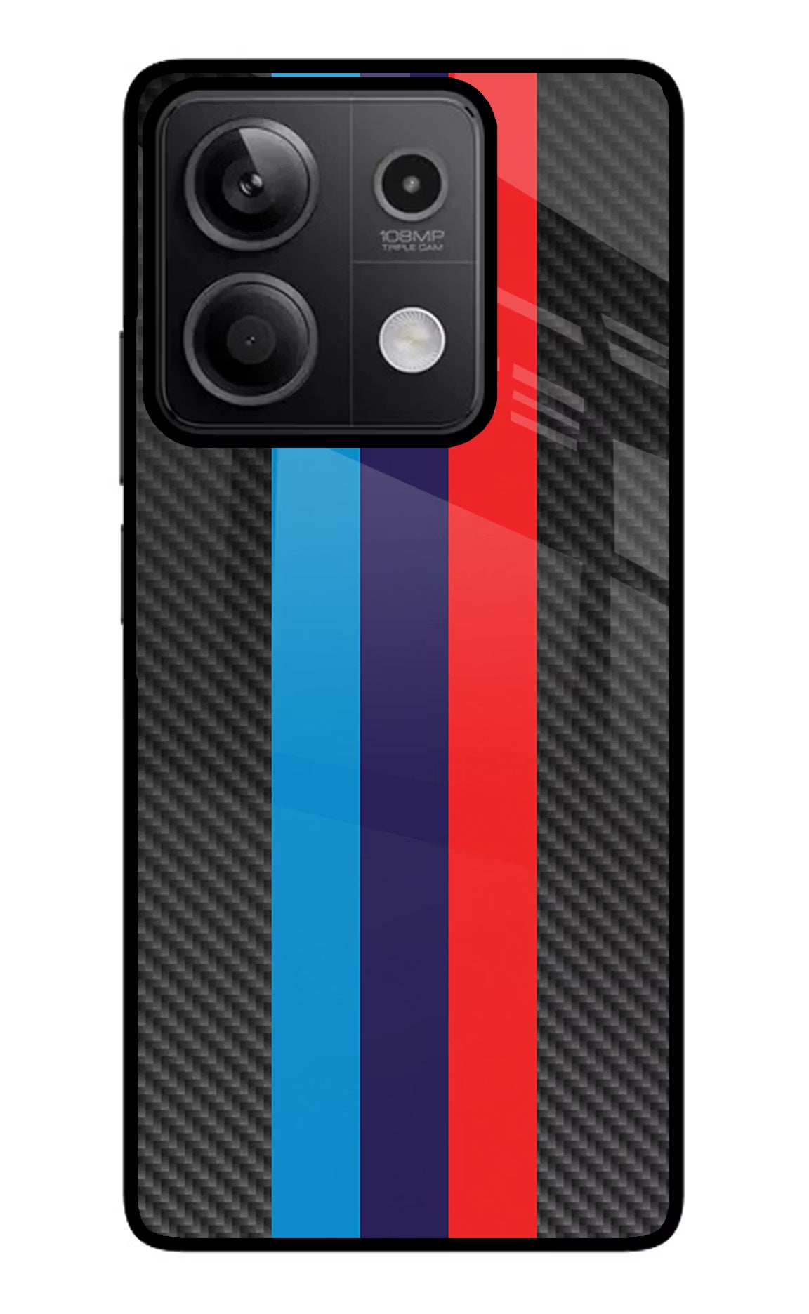 BMW Stripes Pattern Redmi Note 13 5G Glass Case Back Cover by Casekaro