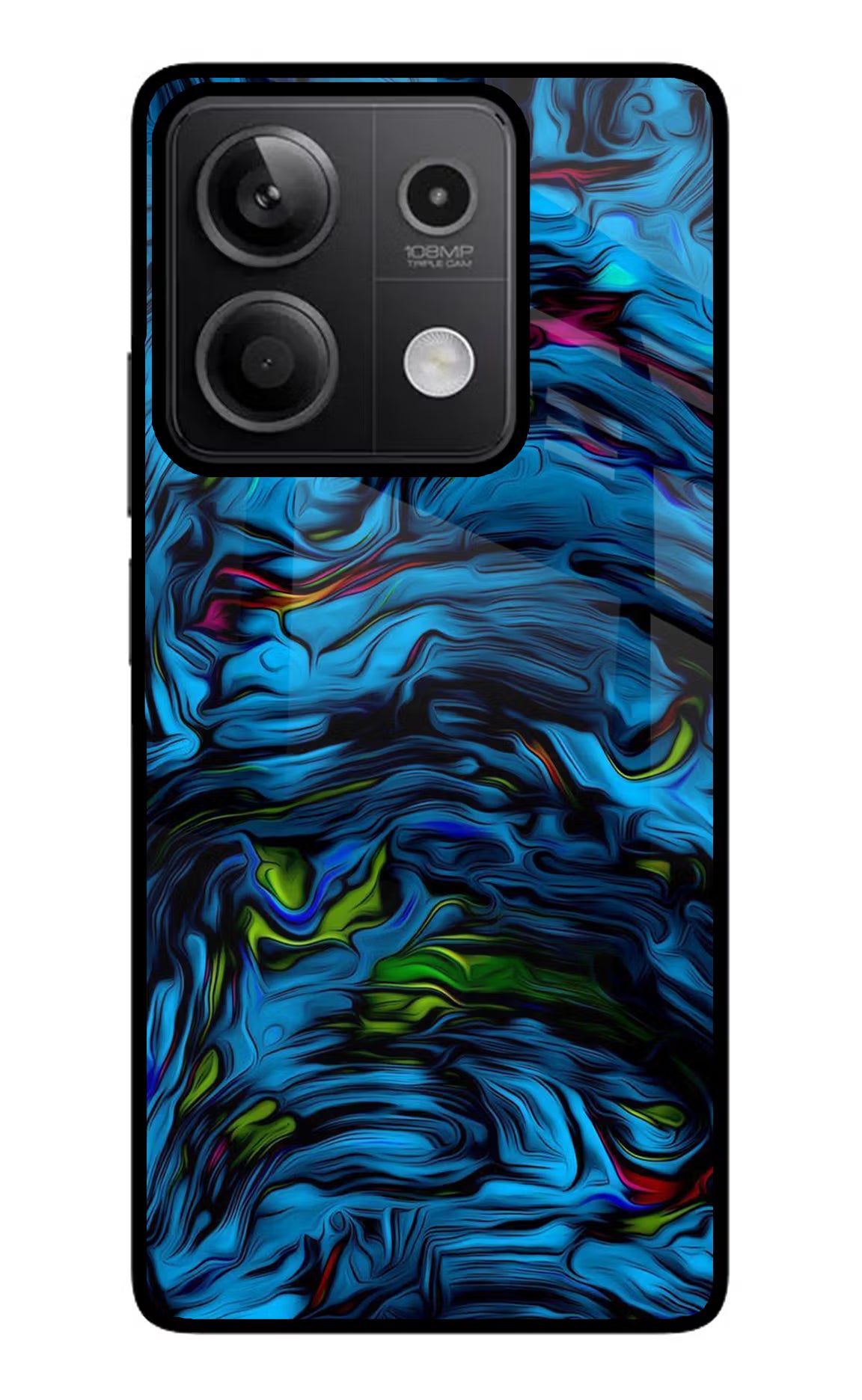 Dark Blue Abstract Redmi Note 13 5G Glass Case Back Cover by Casekaro