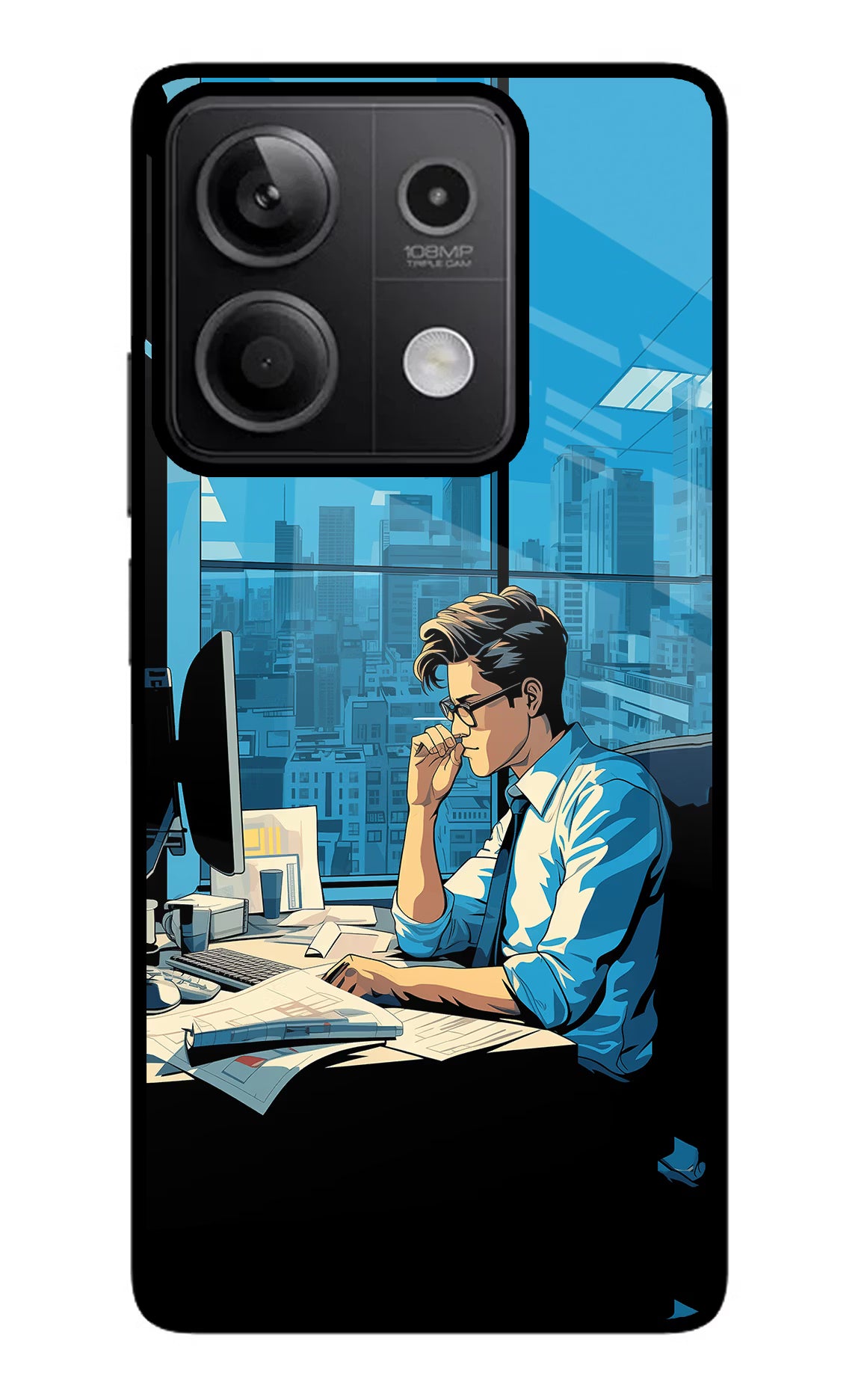 Focused Hustler (AI Generated) Redmi Note 13 5G Glass Case Back Cover by Casekaro