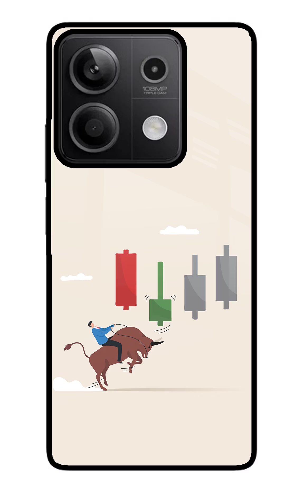 Bull Trading Momentum Redmi Note 13 5G Glass Case Back Cover by Casekaro