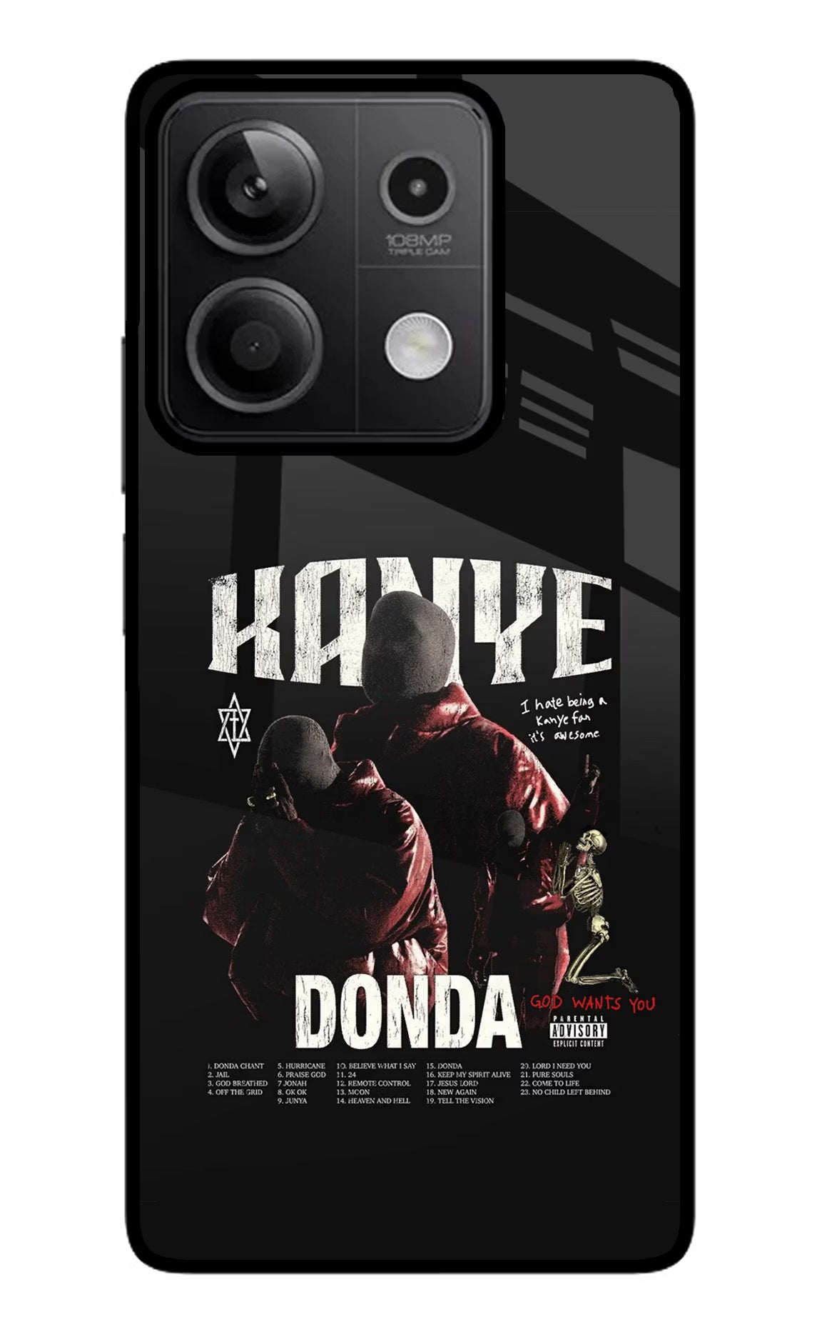 Donda Kanye West Redmi Note 13 5G Glass Case Back Cover by Casekaro