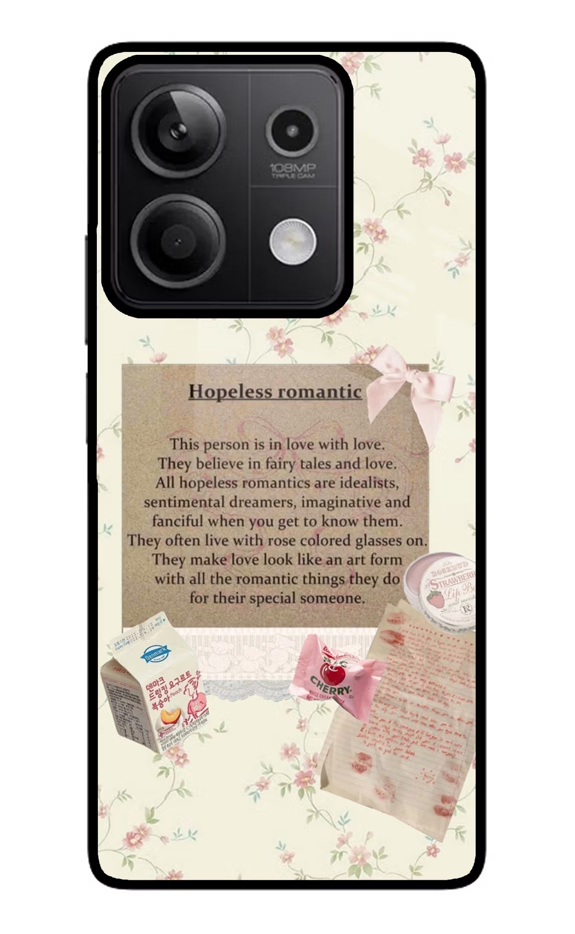Hopeless Romantic Redmi Note 13 5G Glass Case Back Cover by Casekaro