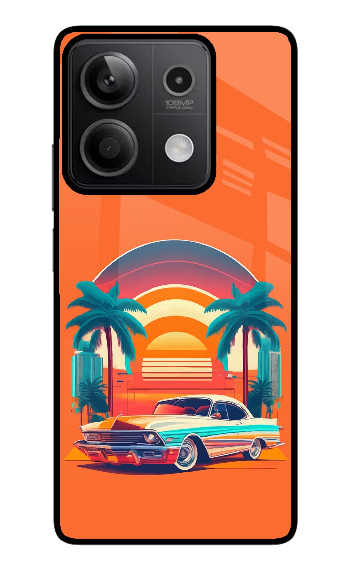 Palm Drive 80s Redmi Note 13 5G Glass Case Back Cover by Casekaro