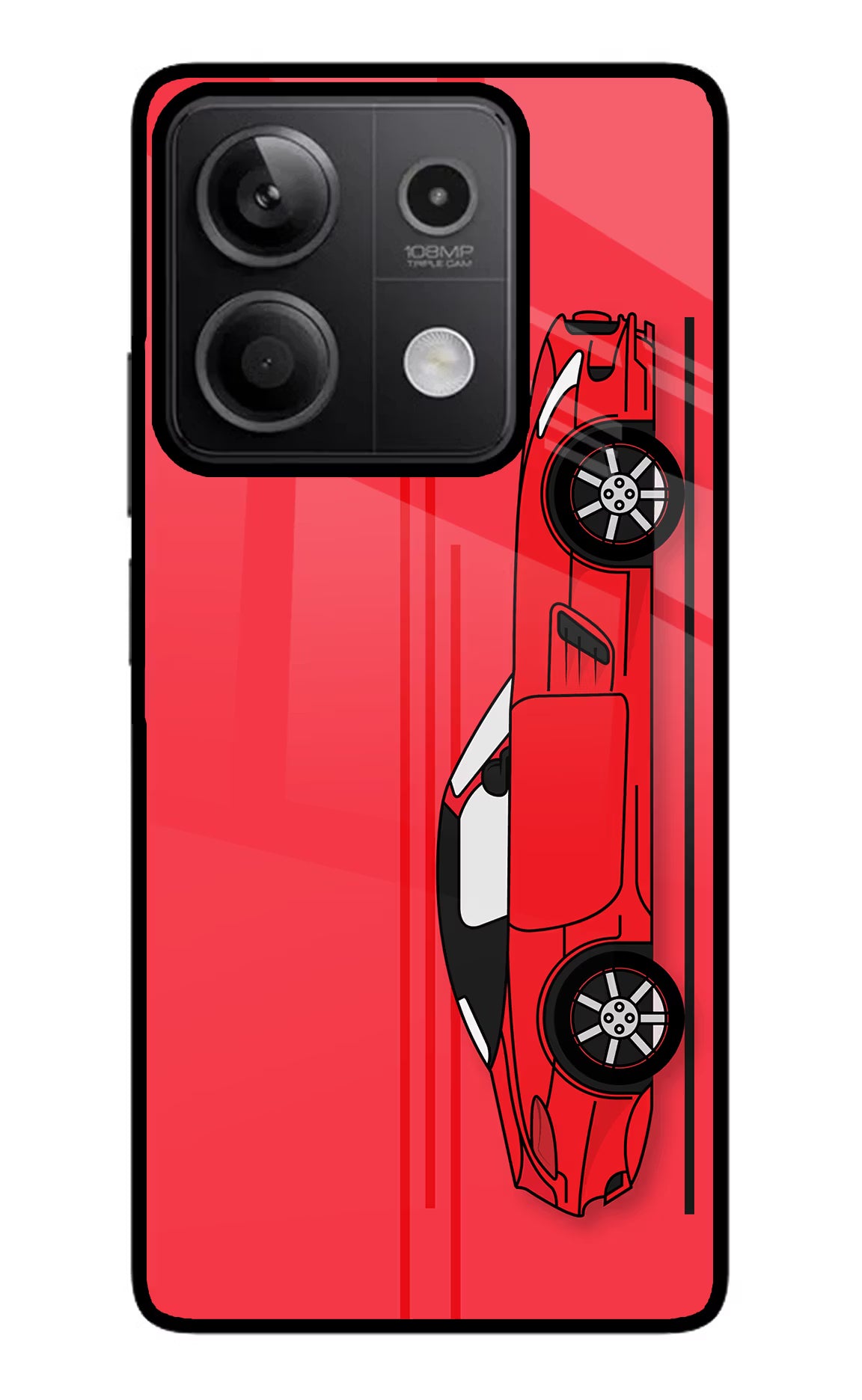 Red Velocity Redmi Note 13 5G Glass Case Back Cover by Casekaro