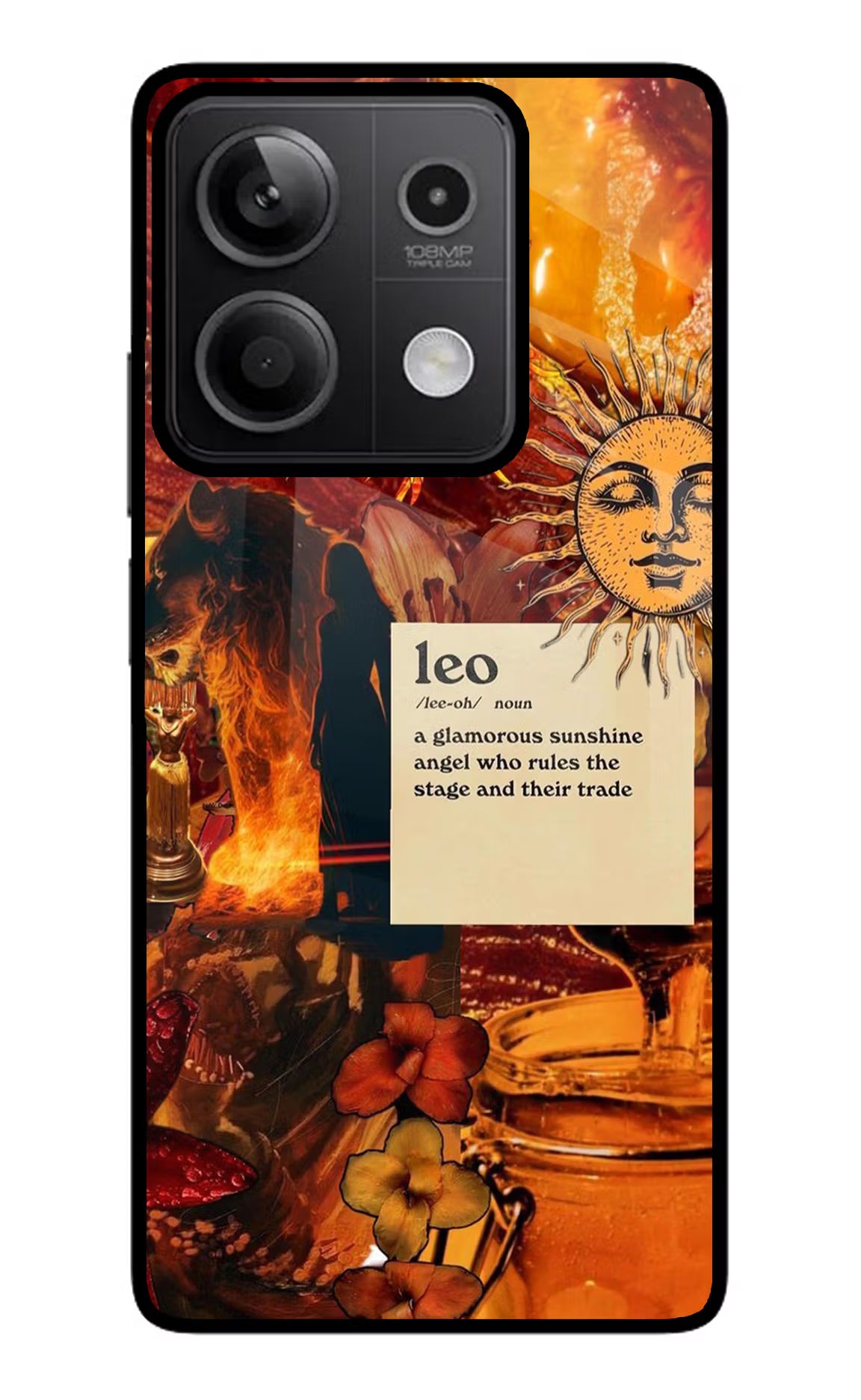 Leo Zodiac Redmi Note 13 5G Glass Case Back Cover by Casekaro