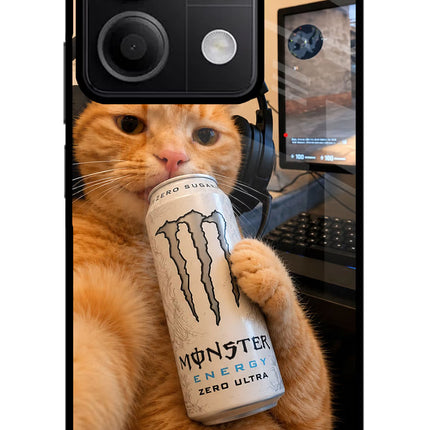 Gamer Cat Energy Redmi Note 13 5G Glass Case Back Cover by Casekaro