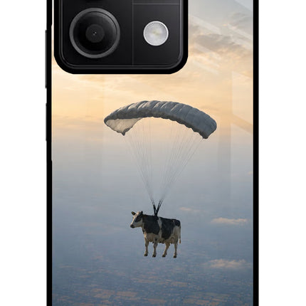 Skydiving Cow Redmi Note 13 5G Glass Case