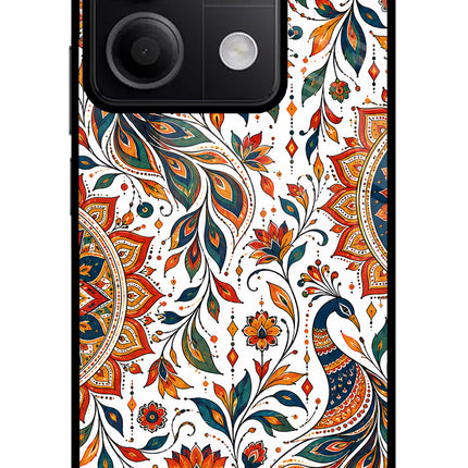 White Mayura Redmi Note 13 5G Glass Case