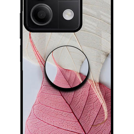 White Pink Leaf Redmi Note 13 5G Glass Case