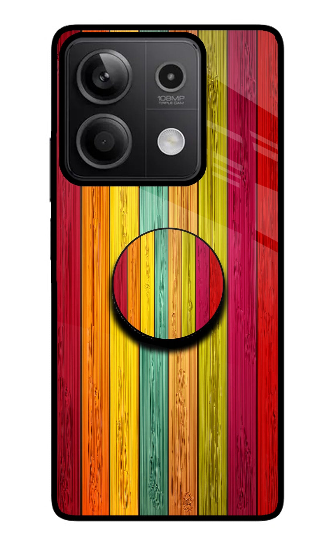 Multicolor Wooden Redmi Note 13 5G Glass Case