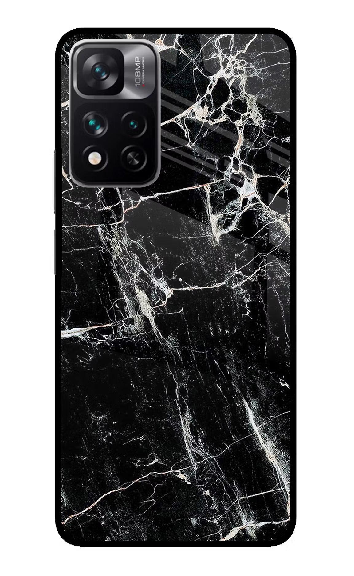 Black Marble Texture Redmi Note 13 Pro 5G Glass Case Back Cover by Casekaro