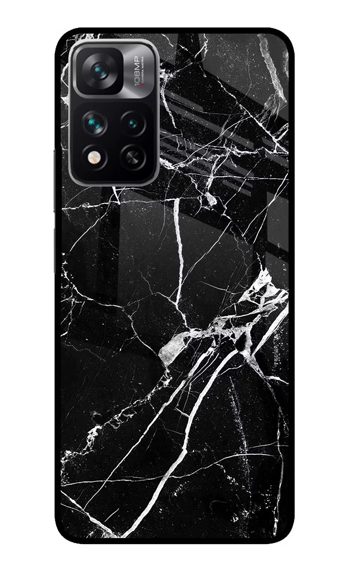 Black Marble Pattern Redmi Note 13 Pro 5G Glass Case Back Cover by Casekaro