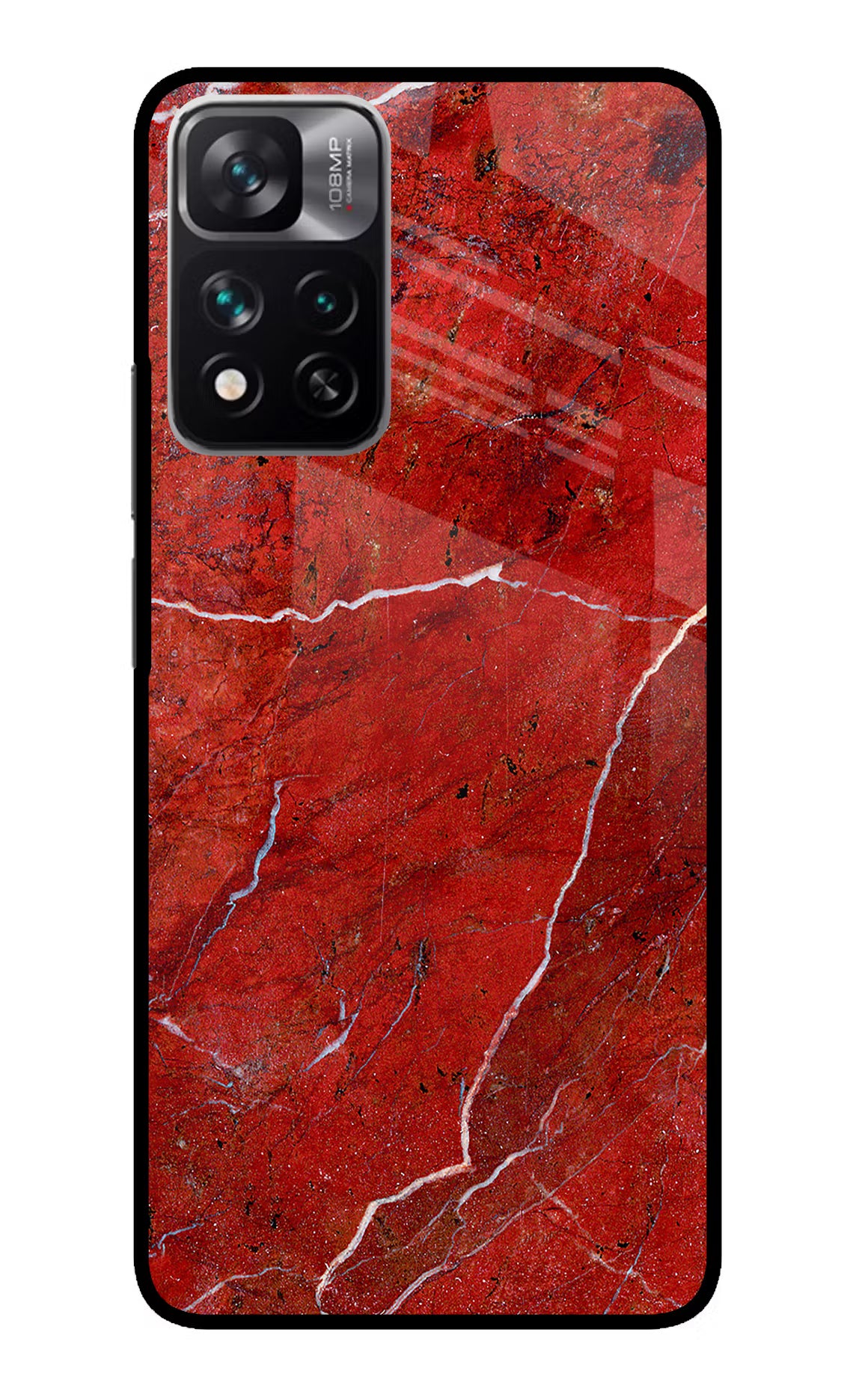 Red Marble Design Redmi Note 13 Pro 5G Glass Case Back Cover by Casekaro