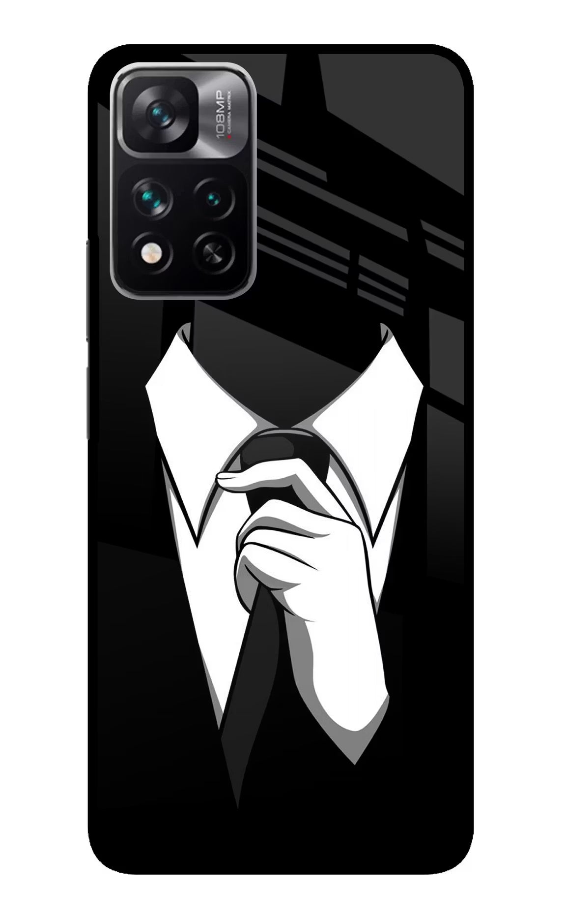 Black Tie Redmi Note 13 Pro 5G Glass Case Back Cover by Casekaro