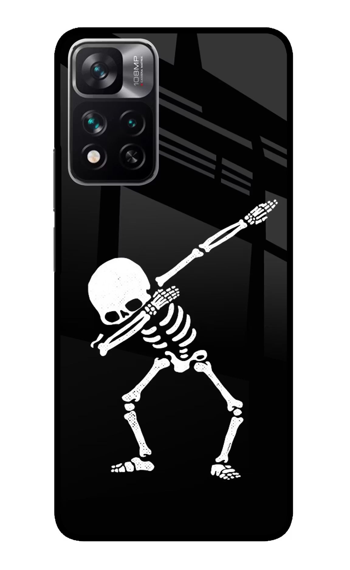 Dabbing Skeleton Art Redmi Note 13 Pro 5G Glass Case Back Cover by Casekaro