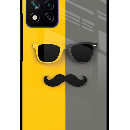 Sunglasses with Mustache Redmi Note 13 Pro 5G Glass Case Back Cover by Casekaro