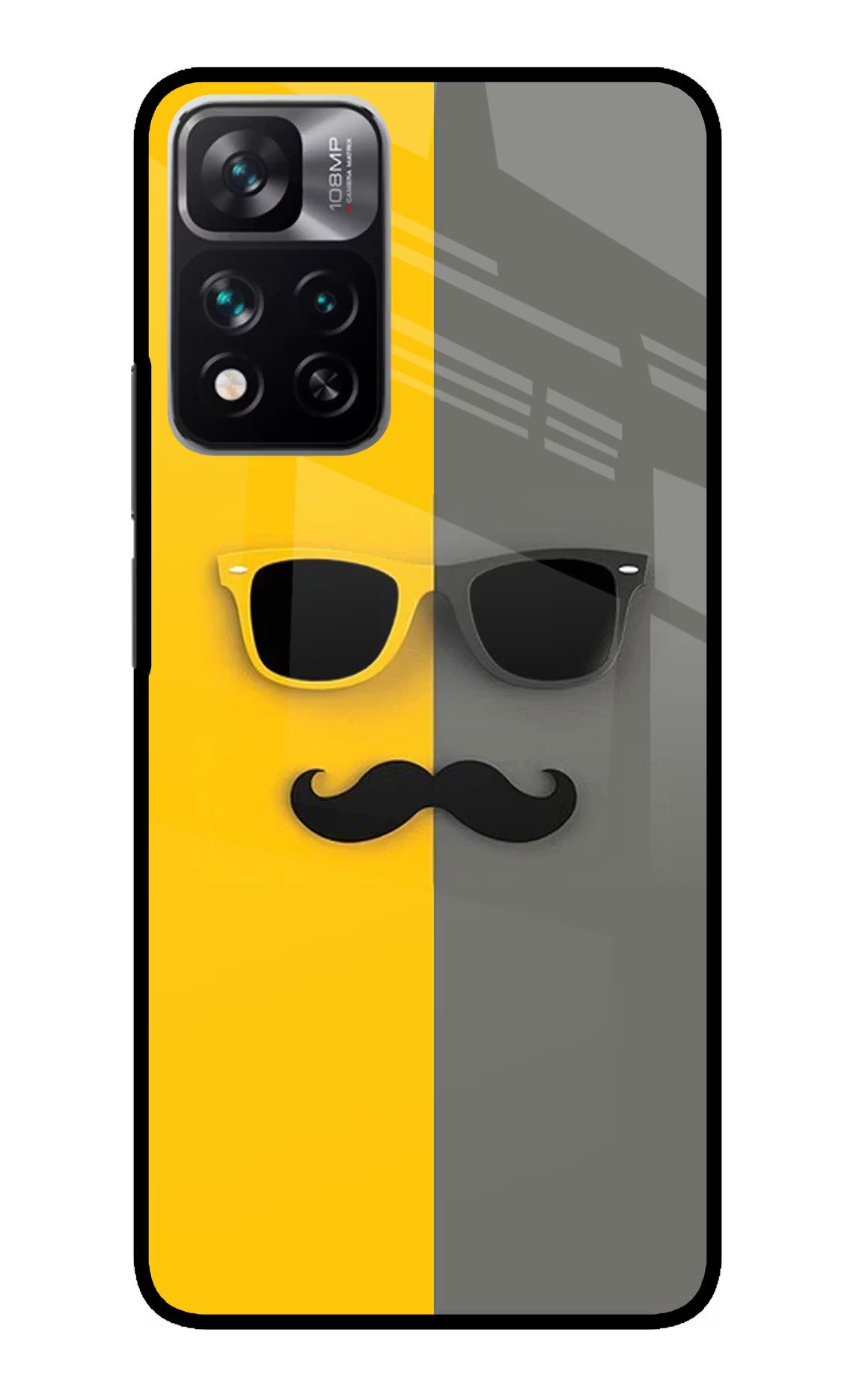 Sunglasses with Mustache Redmi Note 13 Pro 5G Glass Case Back Cover by Casekaro