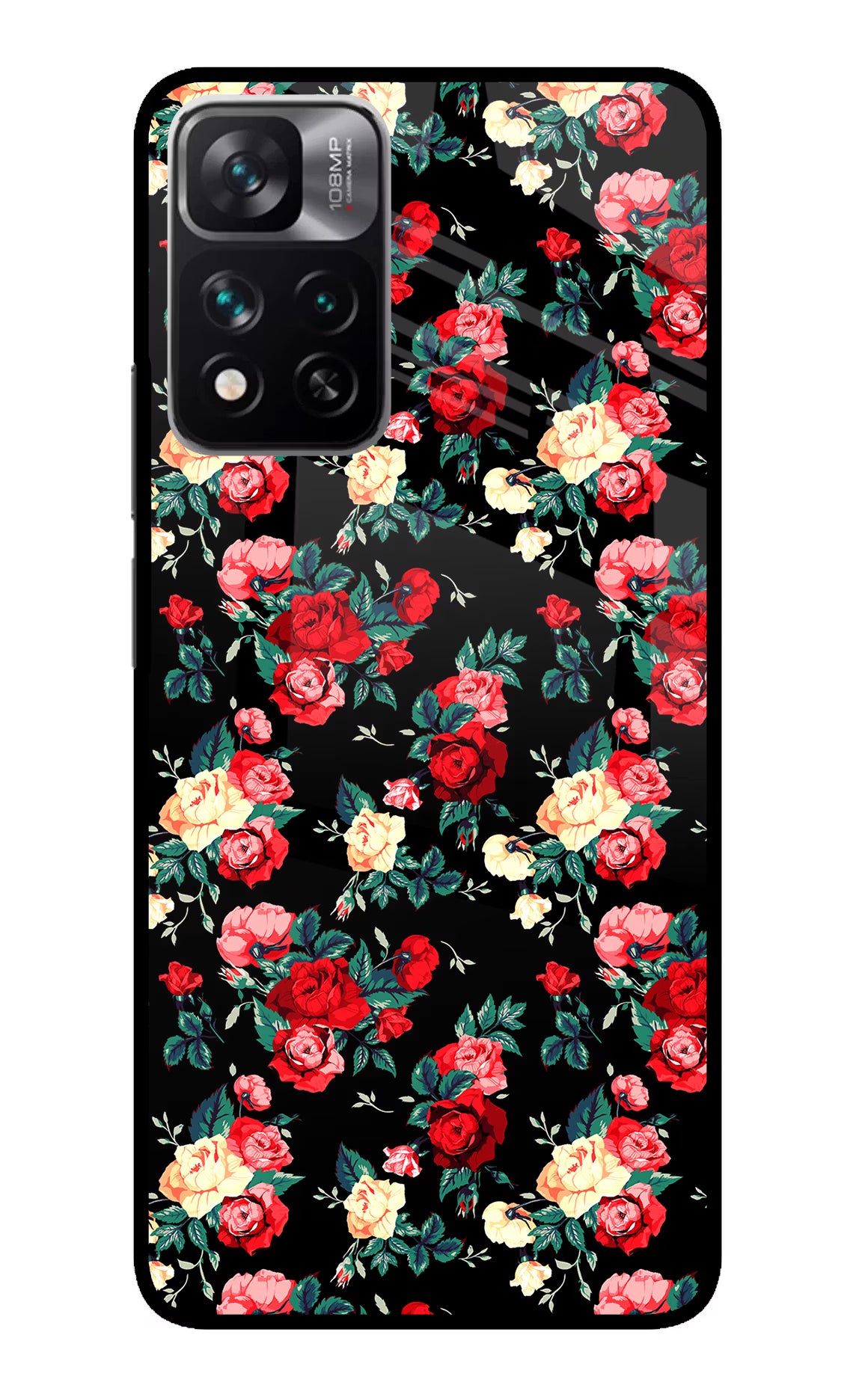 Rose Pattern Redmi Note 13 Pro 5G Glass Case Back Cover by Casekaro