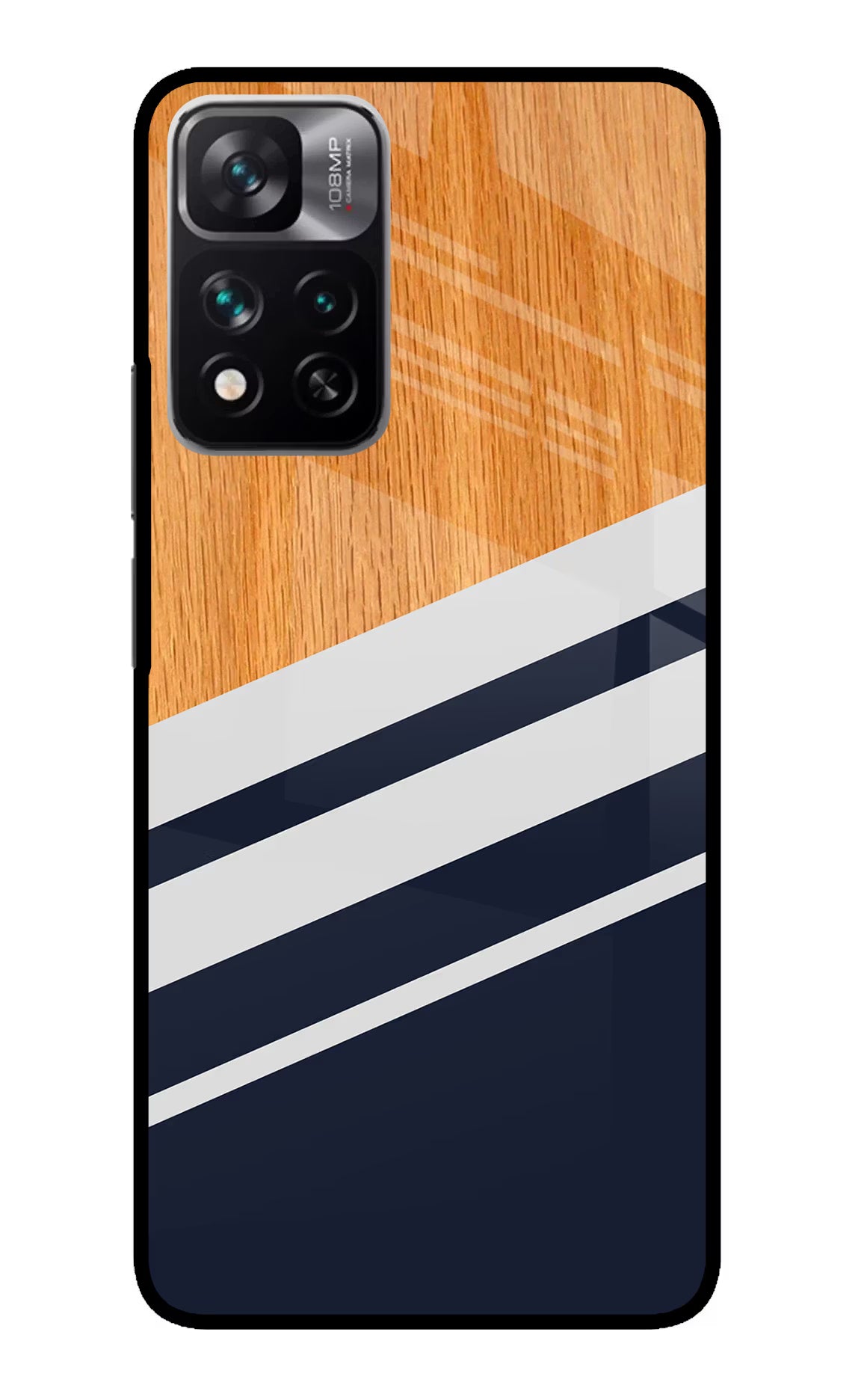 Blue and white wooden Redmi Note 13 Pro 5G Glass Case Back Cover by Casekaro