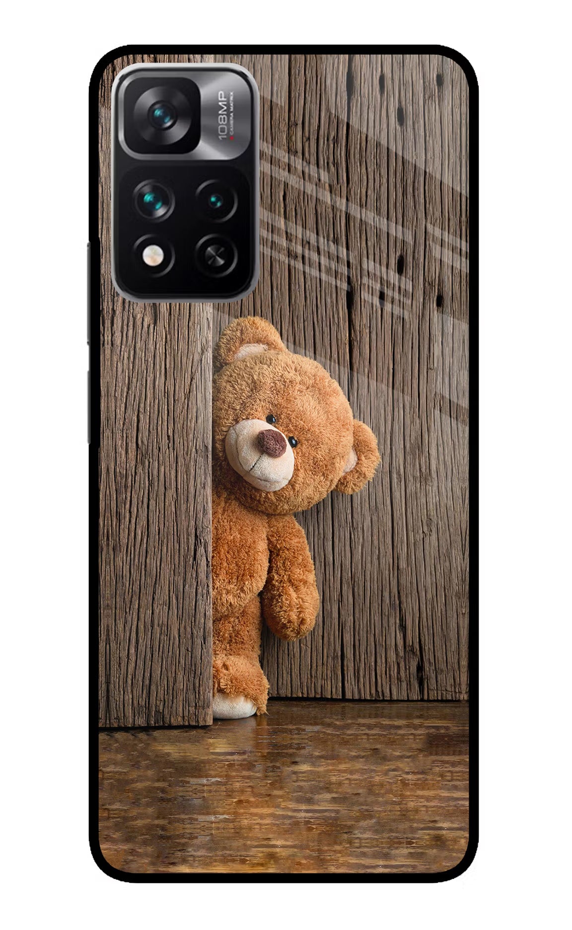 Teddy Wooden Redmi Note 13 Pro 5G Glass Case Back Cover by Casekaro