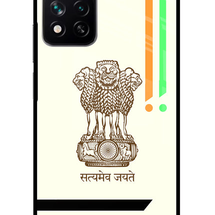 Satyamev Jayate Brown Logo Redmi Note 13 Pro 5G Glass Case Back Cover by Casekaro