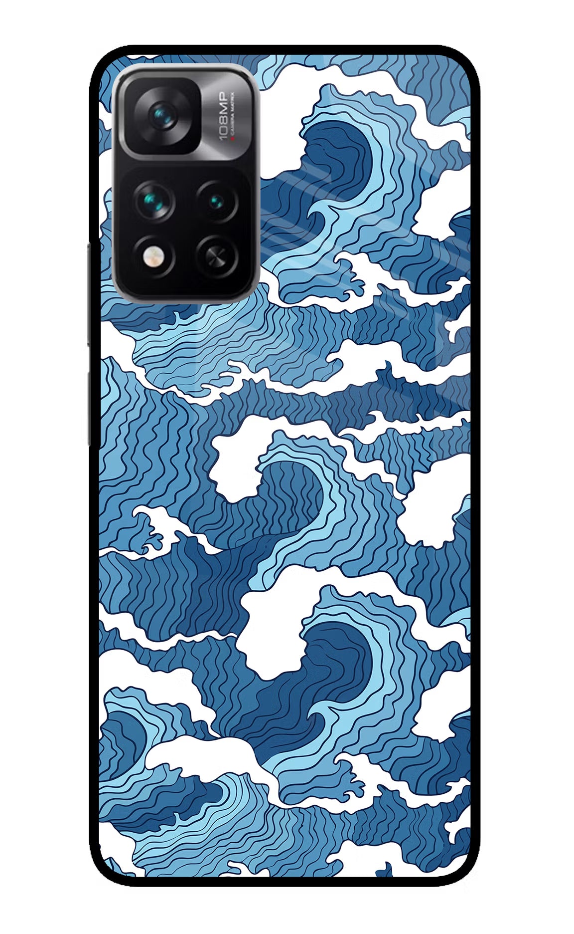 Blue Waves Redmi Note 13 Pro 5G Glass Case Back Cover by Casekaro