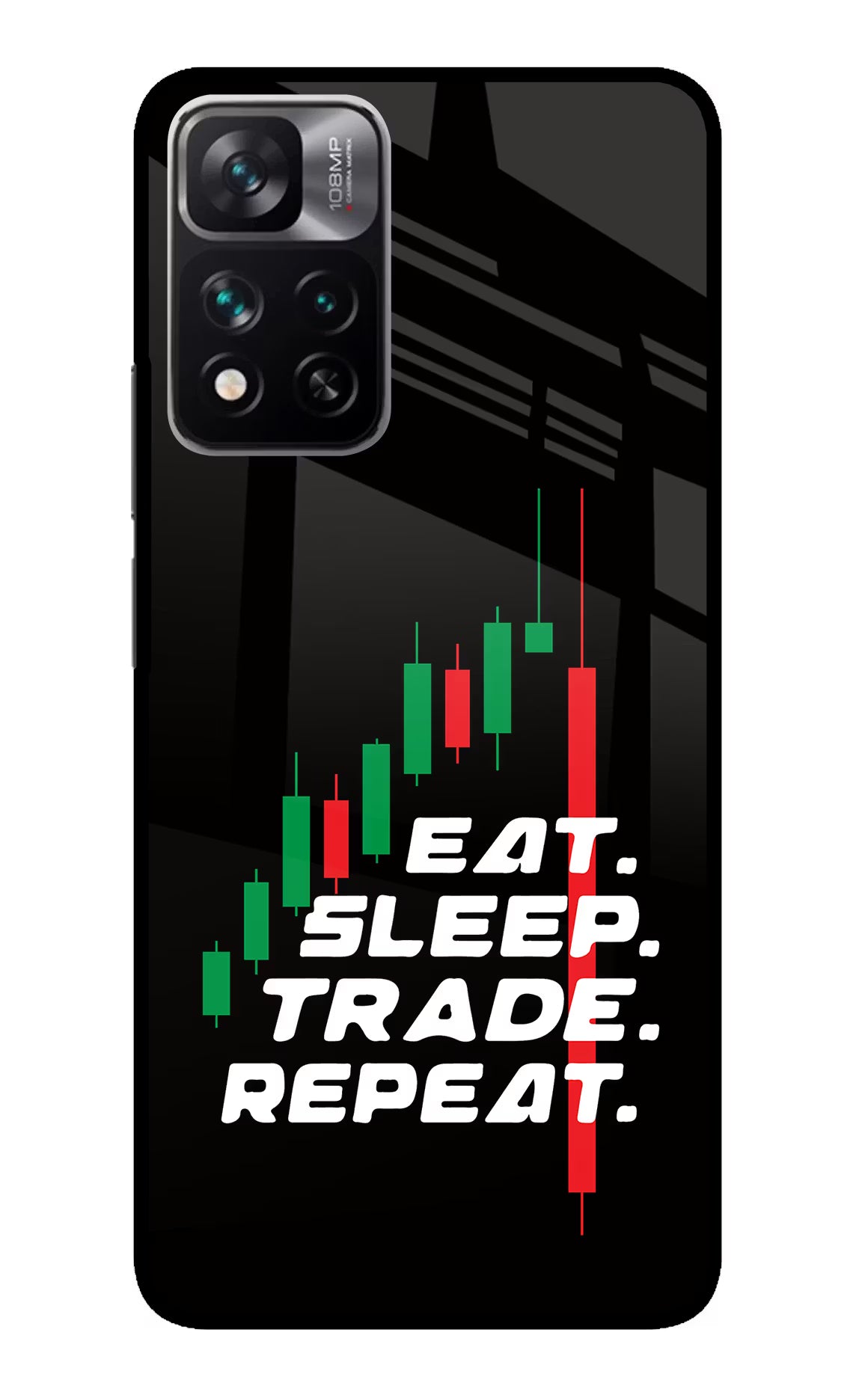 Eat Sleep Trade Repeat Redmi Note 13 Pro 5G Glass Case Back Cover by Casekaro