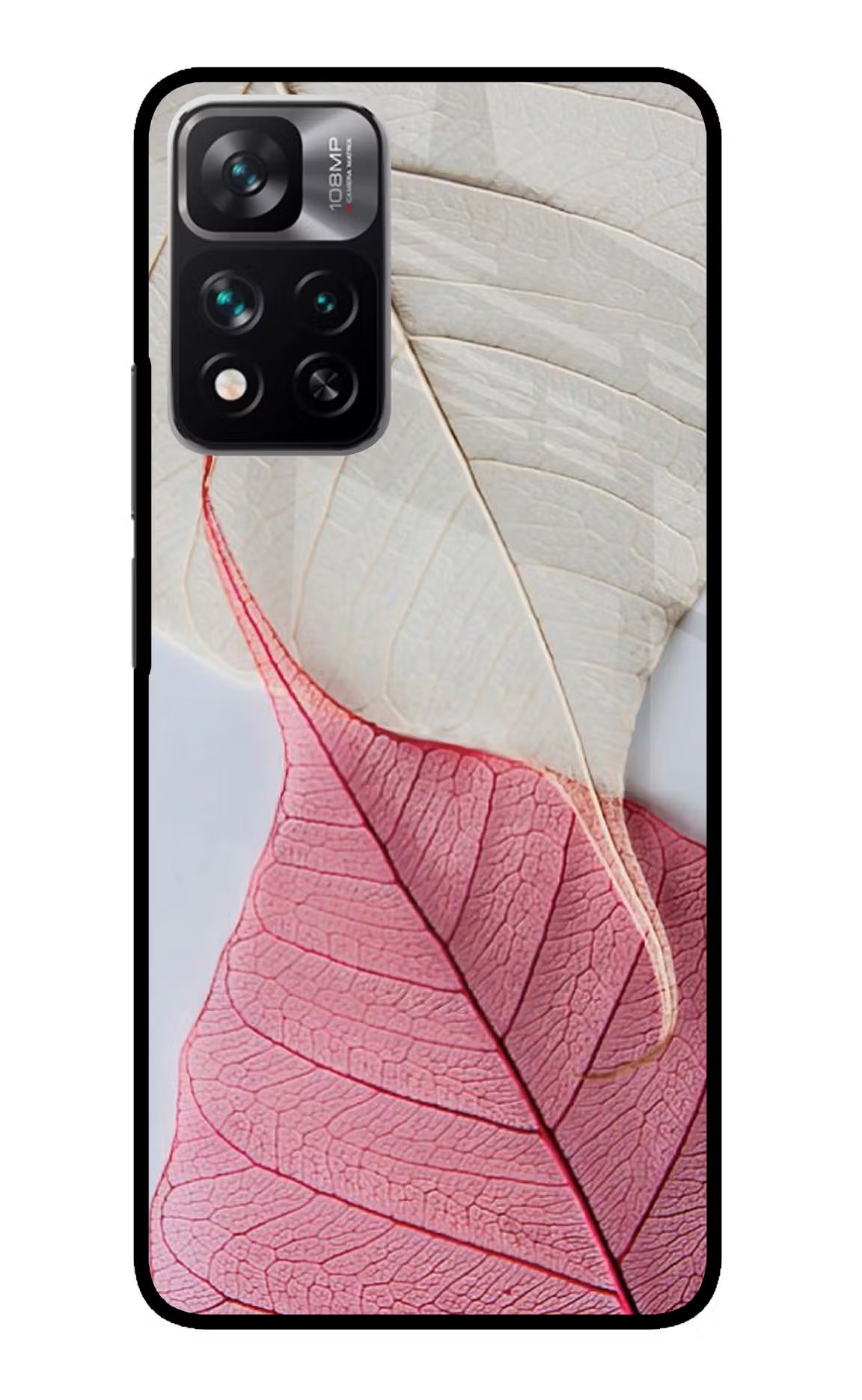 White Pink Leaf Redmi Note 13 Pro 5G Glass Case Back Cover by Casekaro