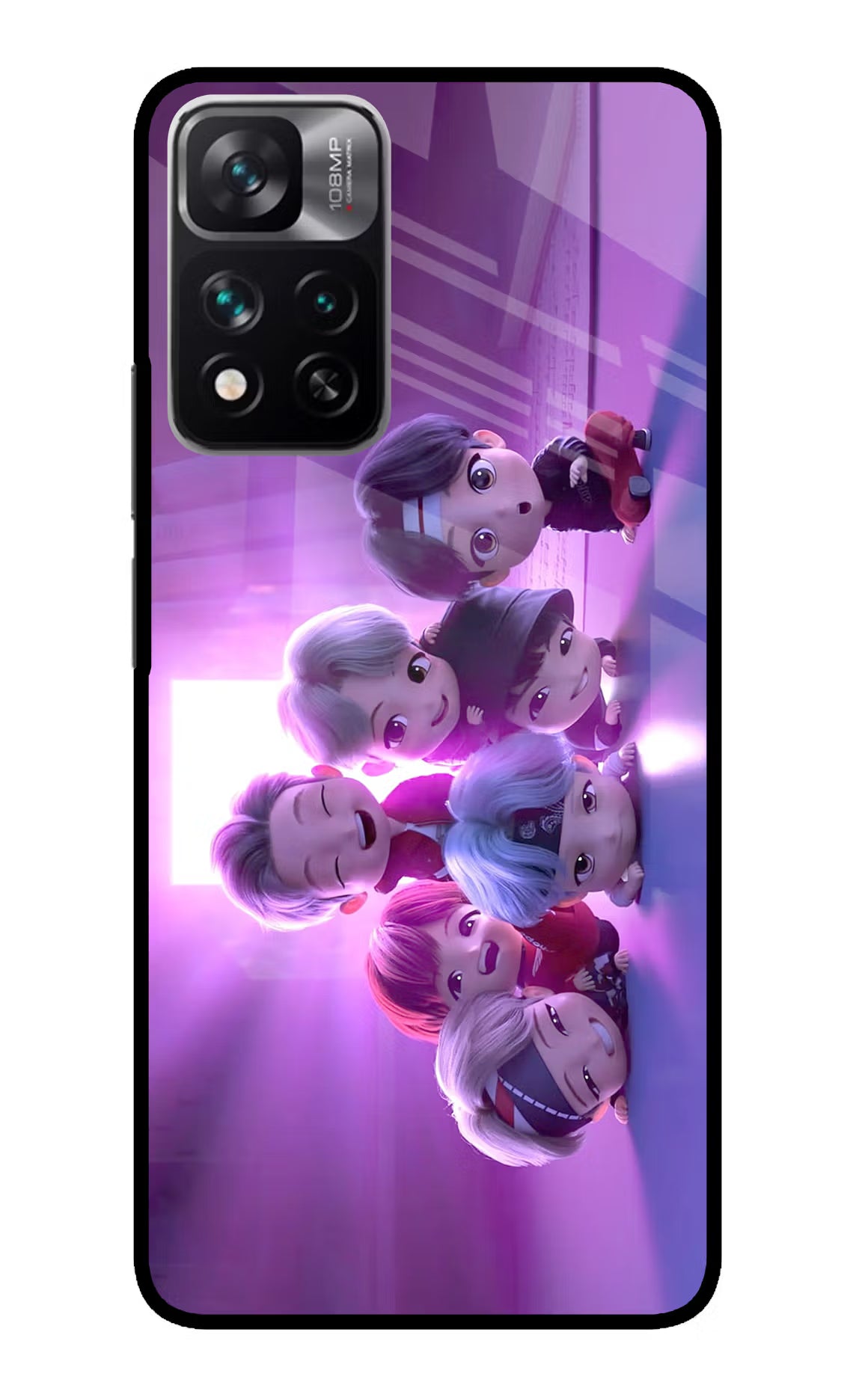 BTS Chibi Redmi Note 13 Pro 5G Glass Case Back Cover by Casekaro
