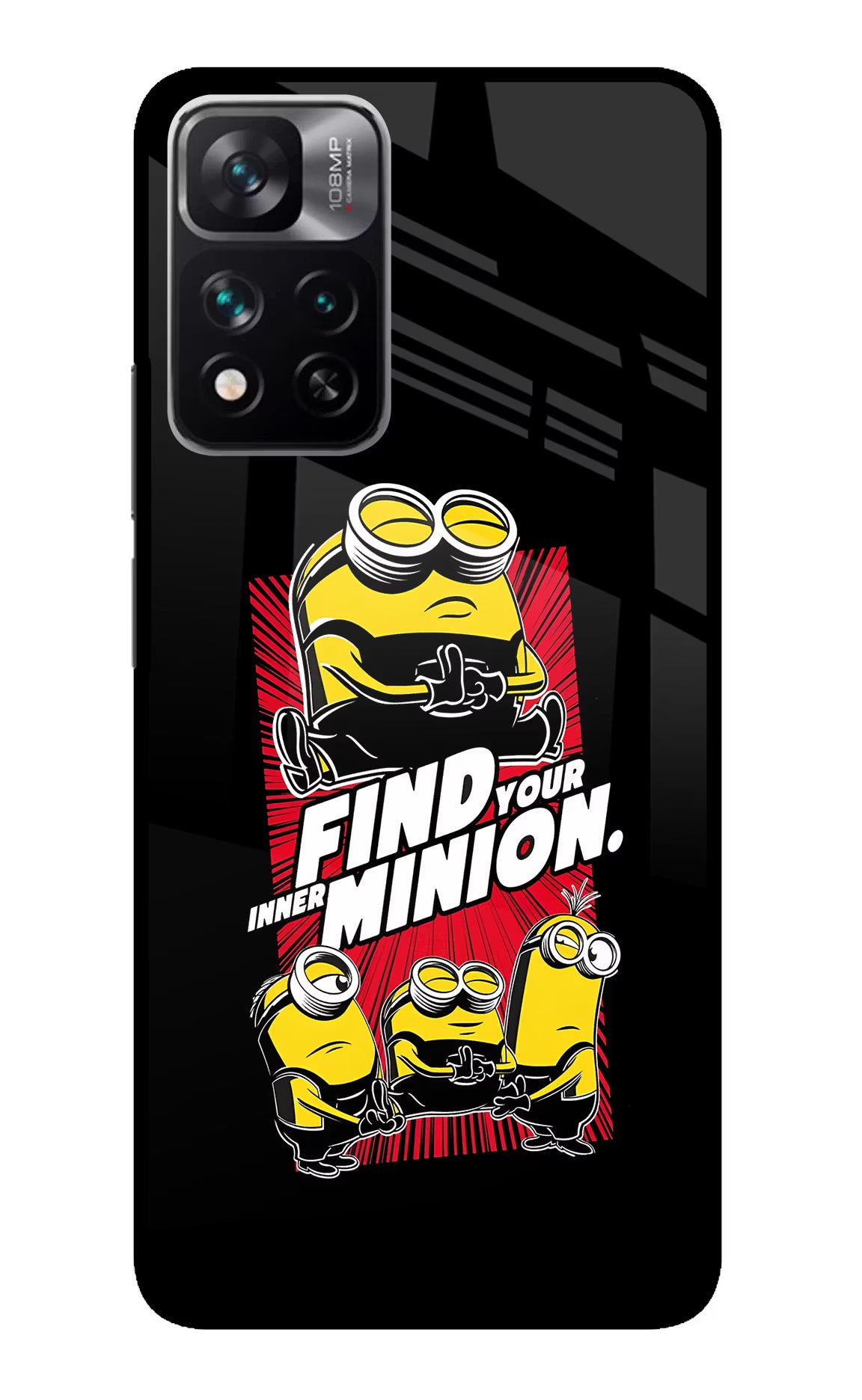 Find your inner Minion Redmi Note 13 Pro 5G Glass Case Back Cover by Casekaro