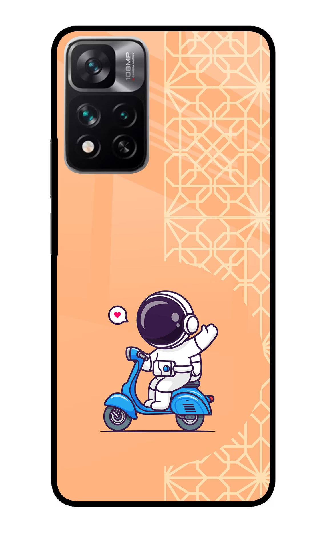 Cute Astronaut Riding Redmi Note 13 Pro 5G Glass Case Back Cover by Casekaro