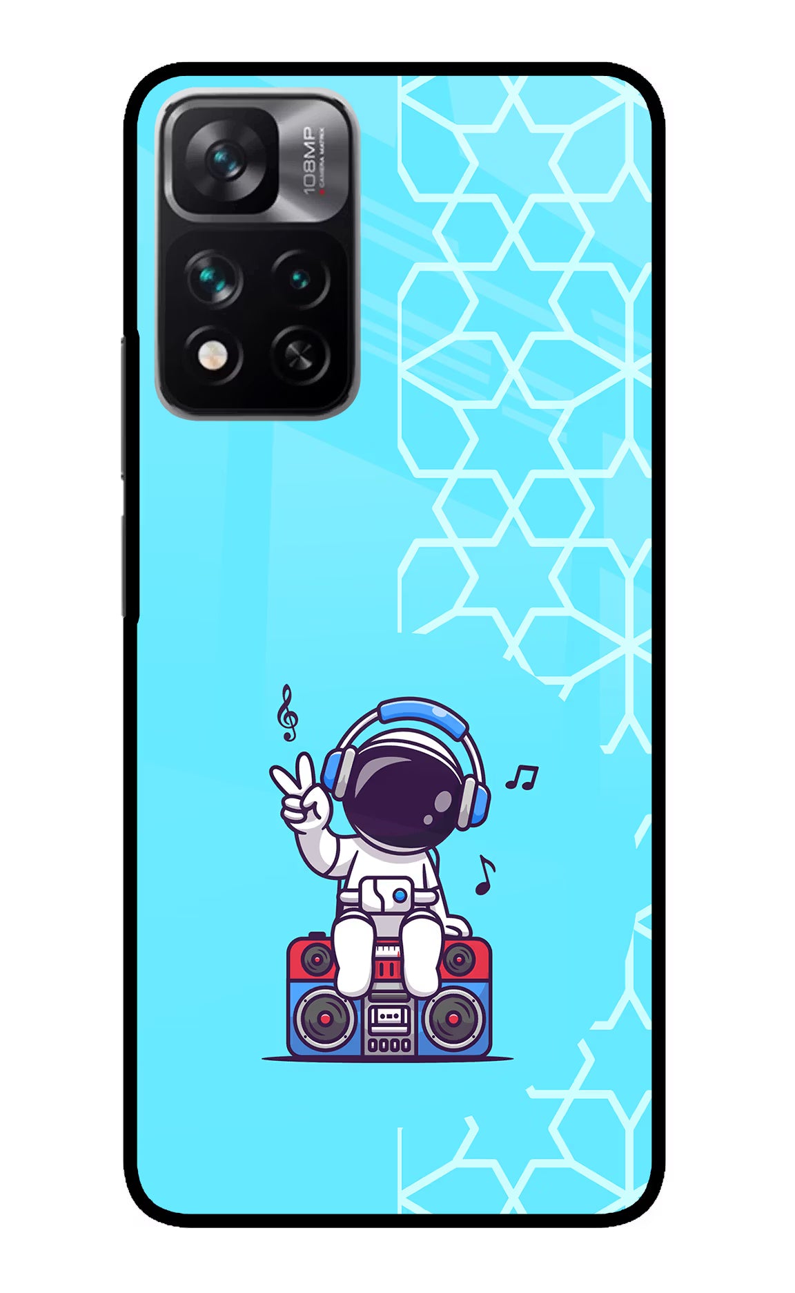 Cute Astronaut Chilling Redmi Note 13 Pro 5G Glass Case Back Cover by Casekaro