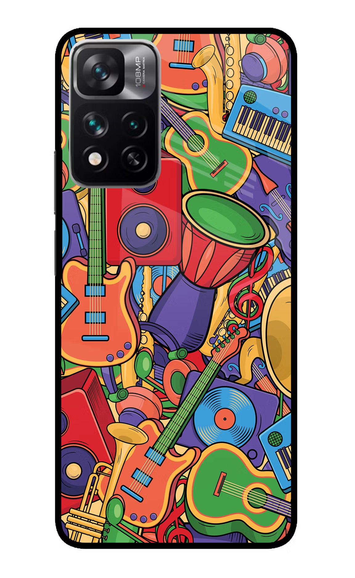 Music Instrument Doodle Redmi Note 13 Pro 5G Glass Case Back Cover by Casekaro