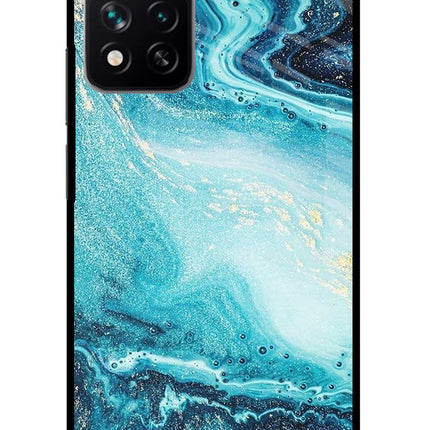 Blue Glitter Marble Redmi Note 13 Pro 5G Glass Case Back Cover by Casekaro