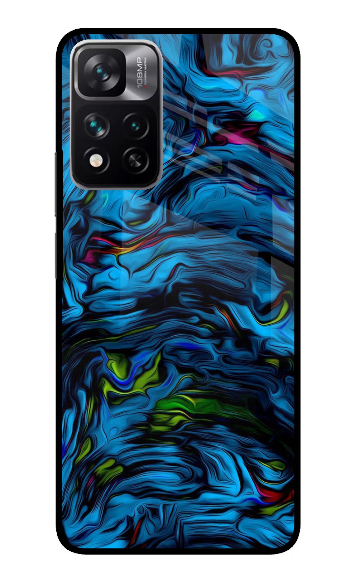 Dark Blue Abstract Redmi Note 13 Pro 5G Glass Case Back Cover by Casekaro